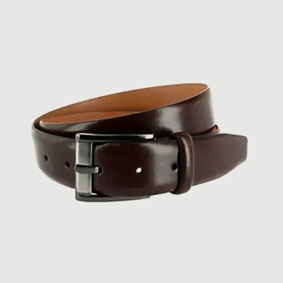 Trafalgar Cameron Leather Dress Belt Mahogany Brown Burnished Size 44 #1101TFR8 - Picture 1 of 15